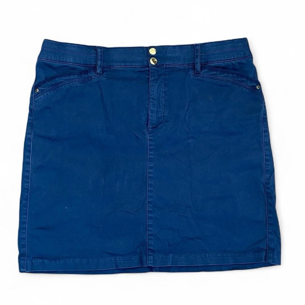 Charter Club Pant Shop 12 Cotton Spandex Polyester Navy Gold Button Mini Skort
